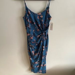 Mid length blue floral tank dress